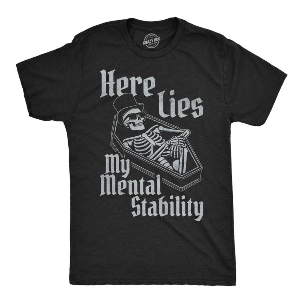 Mens Funny T Shirts Here Lies My Mental Stability Sarcastic Tee For Men